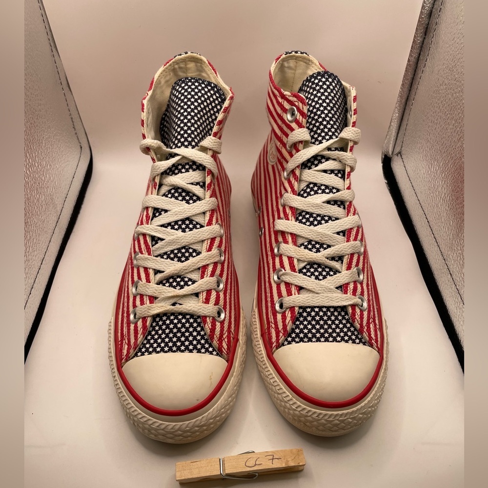 Converse All Star Red and White Striped High-Top Sneakers size 9 women - Picture 3 of 9